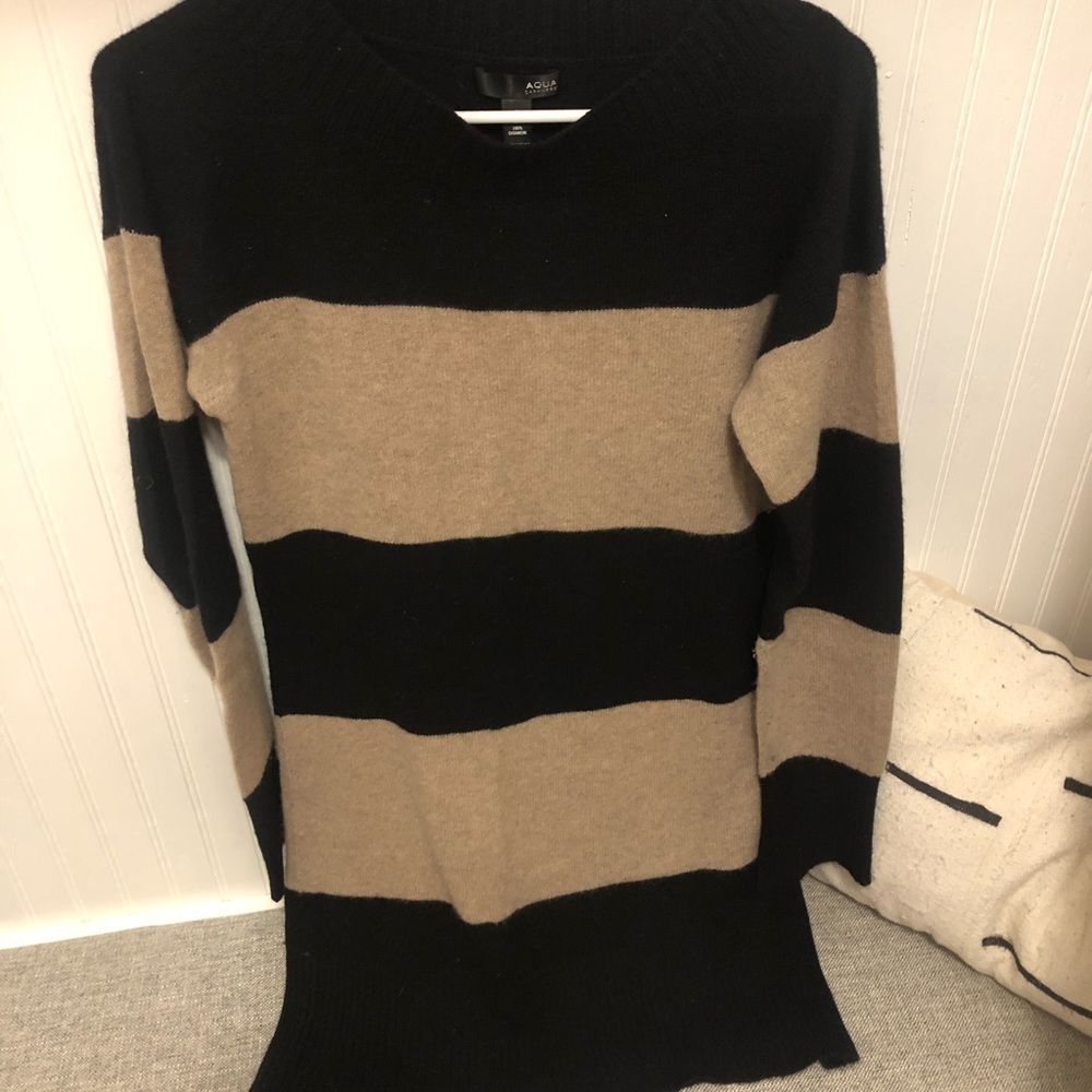 Aqua long striped cashmere sweater
